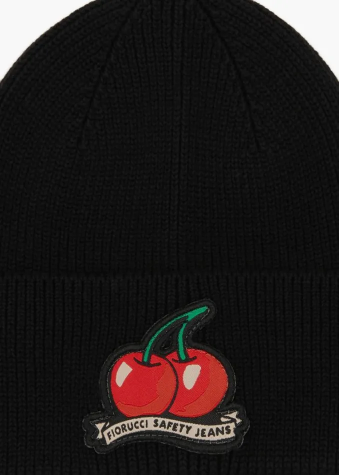 Accessories Fiorucci Cherry Patch Beanie Black Black Accessories Fiorucci Cherry Patch Beanie Black Black