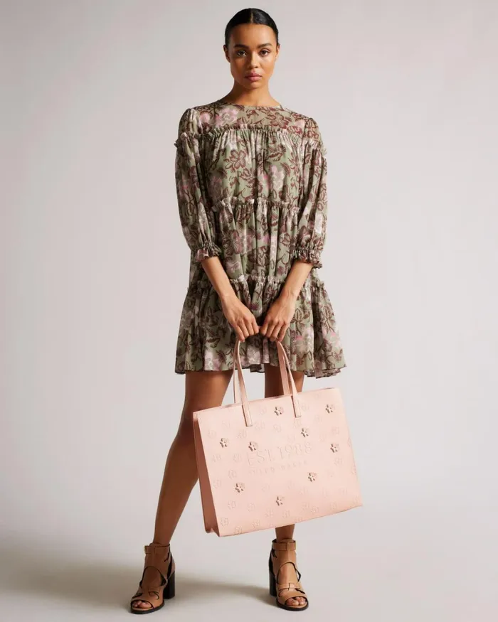 Applique Debossed Floral Wide Icon Bag Dusky Pink Women Ted Baker Bags Applique Debossed Floral Wide Icon Bag Dusky Pink Women Ted Baker Bags
