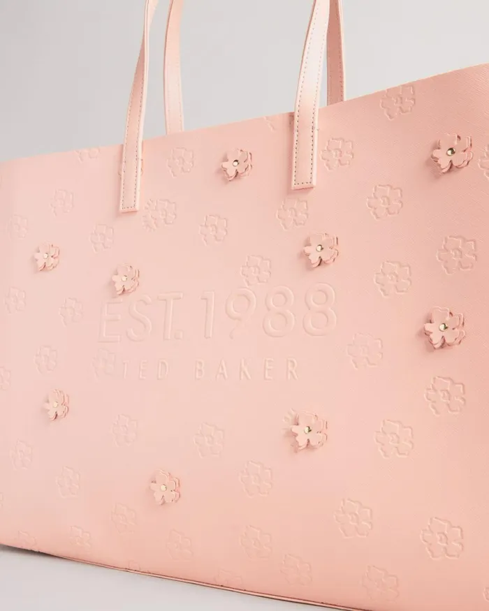 Applique Debossed Floral Wide Icon Bag Dusky Pink Women Ted Baker Bags Applique Debossed Floral Wide Icon Bag Dusky Pink Women Ted Baker Bags