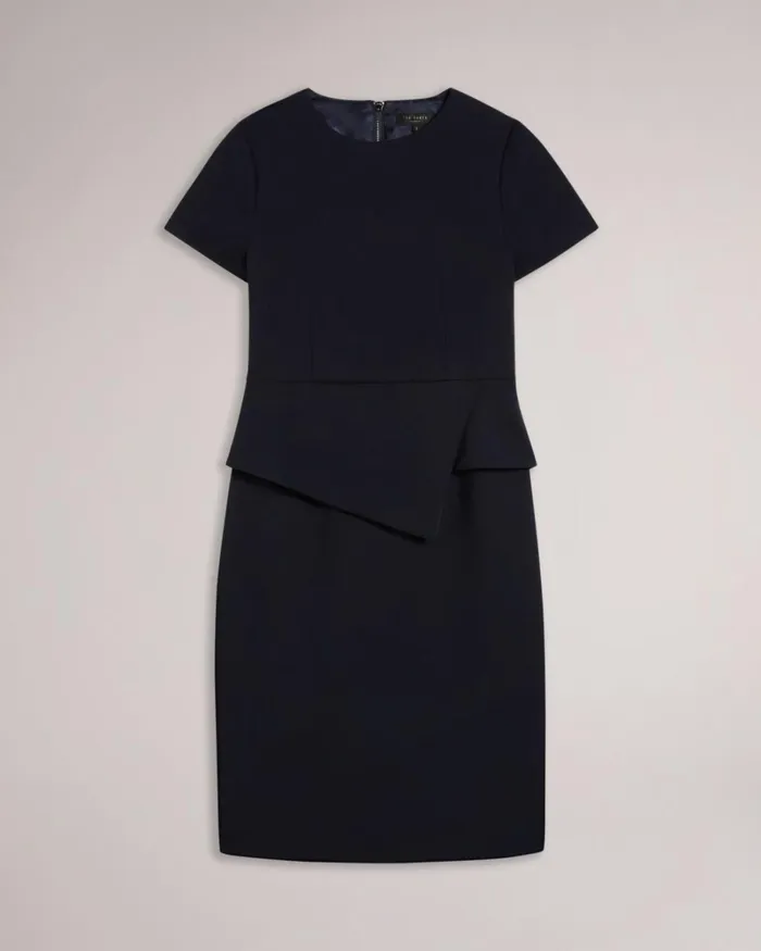 Asymmetric Peplum Tailored Dress Dark Blue Women Ted Baker Clothing