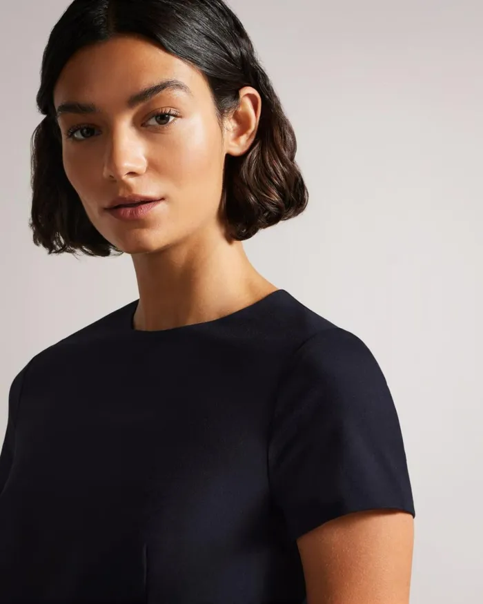 Asymmetric Peplum Tailored Dress Dark Blue Women Ted Baker Clothing Asymmetric Peplum Tailored Dress Dark Blue Women Ted Baker Clothing