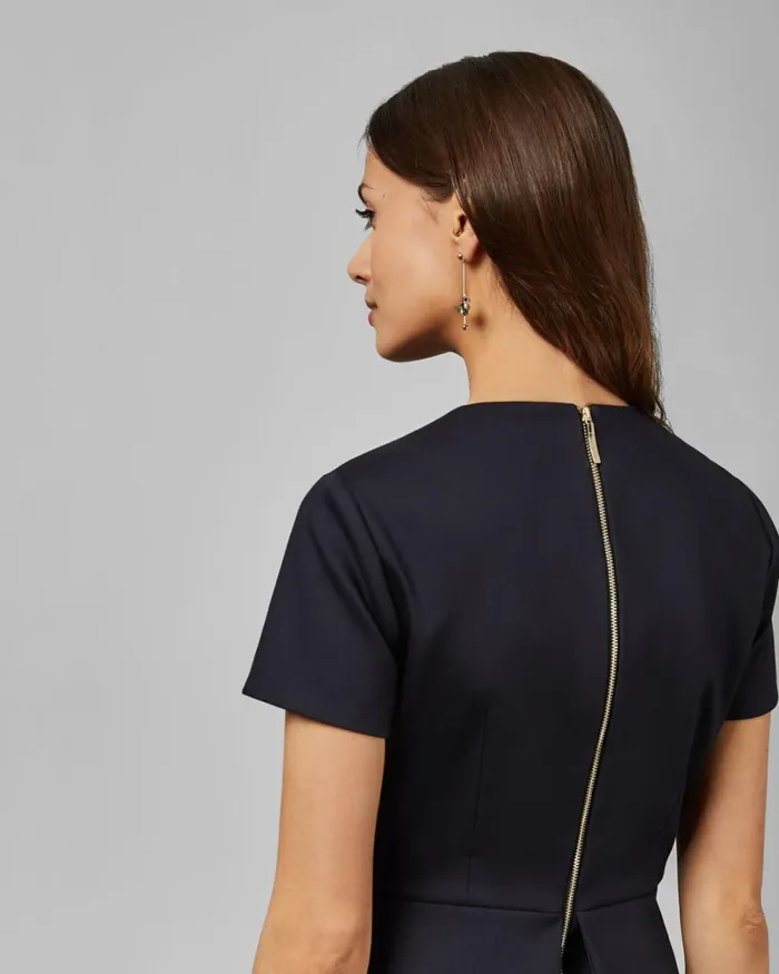 Asymmetric Peplum Tailored Dress Dark Blue Women Ted Baker Clothing Asymmetric Peplum Tailored Dress Dark Blue Women Ted Baker Clothing