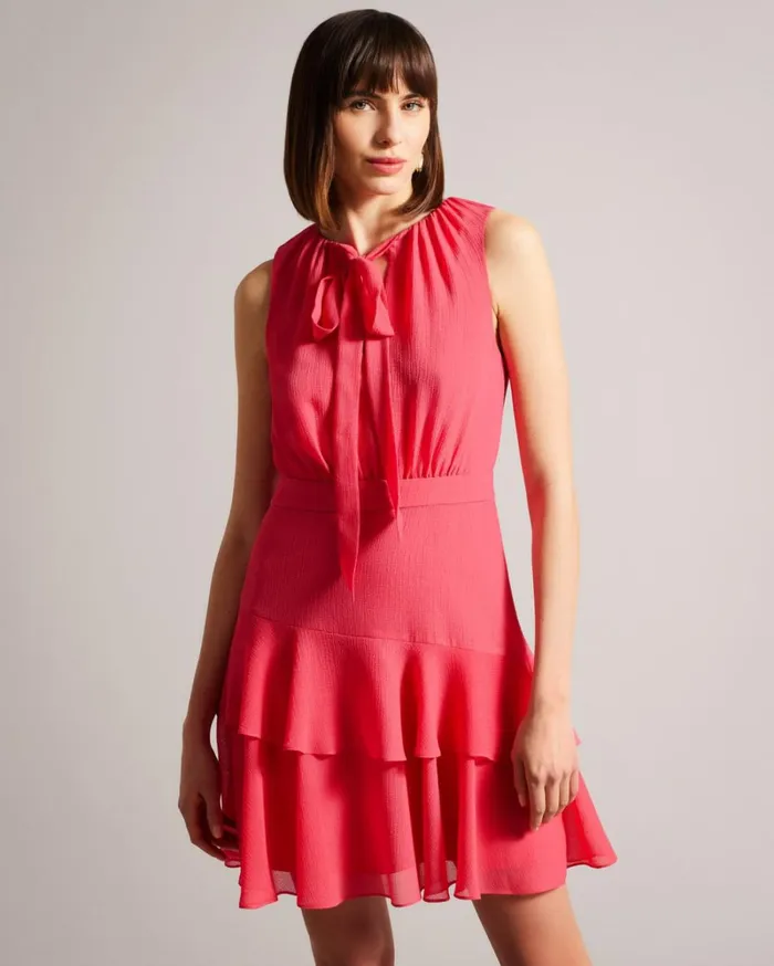 Asymmetric Tiered Mini Dress Coral Women Ted Baker Clothing Asymmetric Tiered Mini Dress Coral Women Ted Baker Clothing