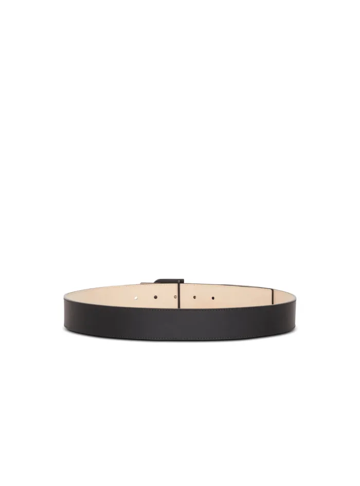 Balmain Belts Men BBelt Rubbereffect Leather Belt Black