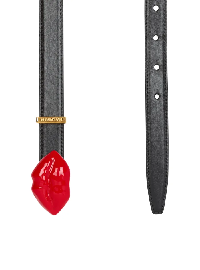 Balmain Belts Men Calfskin Kiss Belt Black