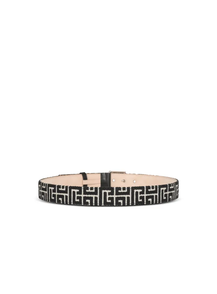 Balmain Belts Men PB Belt In Monogrammed Jacquard Black