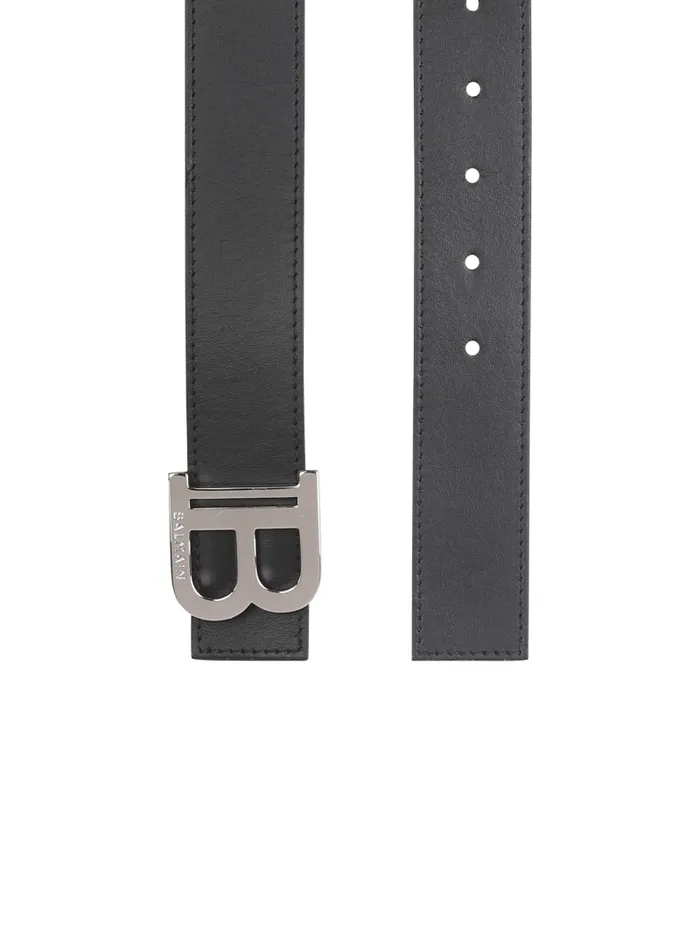 Balmain Belts Men Smooth Leather BBelt Black