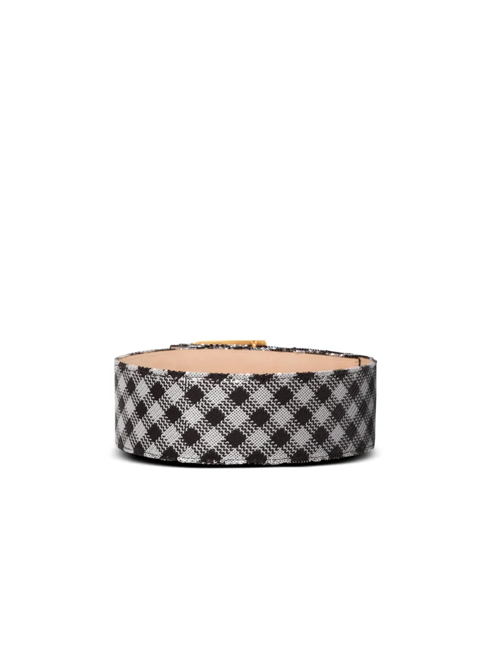 Balmain Belts Women Gingham Embroidered BBelt Black