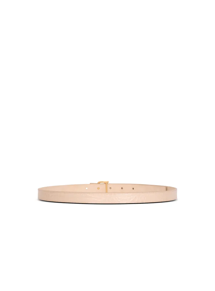Balmain Belts Women Thin BBelt In Crocodileembossed Calfskin Beige