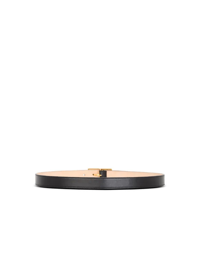 Balmain Belts Women Thin Signature Calfskin Belt Black