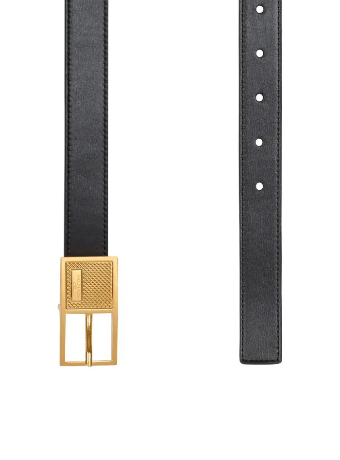 Balmain Belts Women Thin Signature Calfskin Belt Black