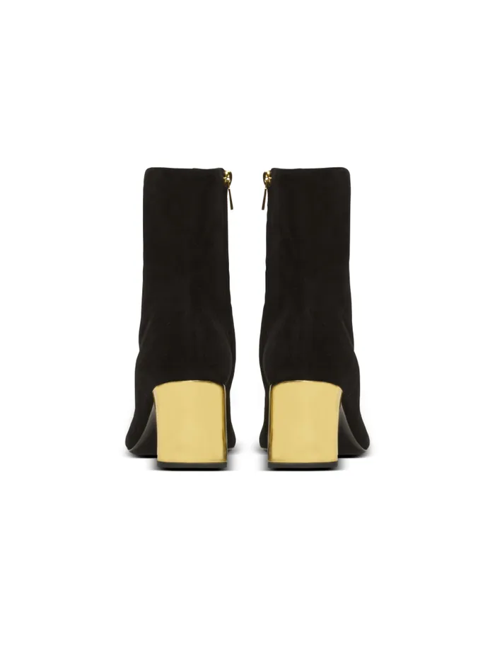 Balmain Boots Women Edna Ankle Boots In Suede And Mirrored Leather Black