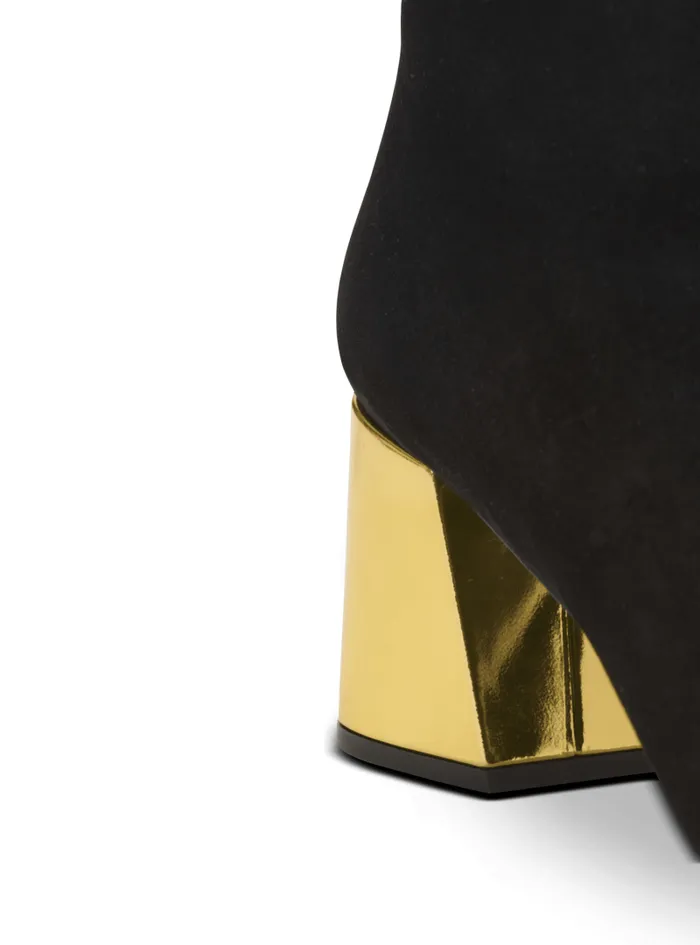 Balmain Boots Women Edna Ankle Boots In Suede And Mirrored Leather Black