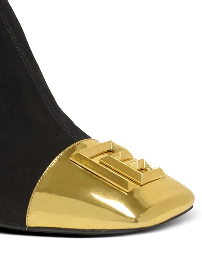 Balmain Boots Women Edna Ankle Boots In Suede And Mirrored Leather Black
