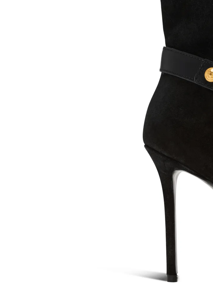 Balmain Boots Women Slouchy Suede Heeled Eva Boots Black