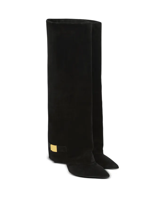 Balmain Boots Women Uma Boots In Suede Black