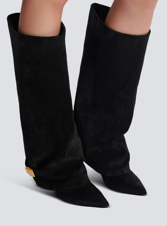 Balmain Boots Women Uma Boots In Suede Black