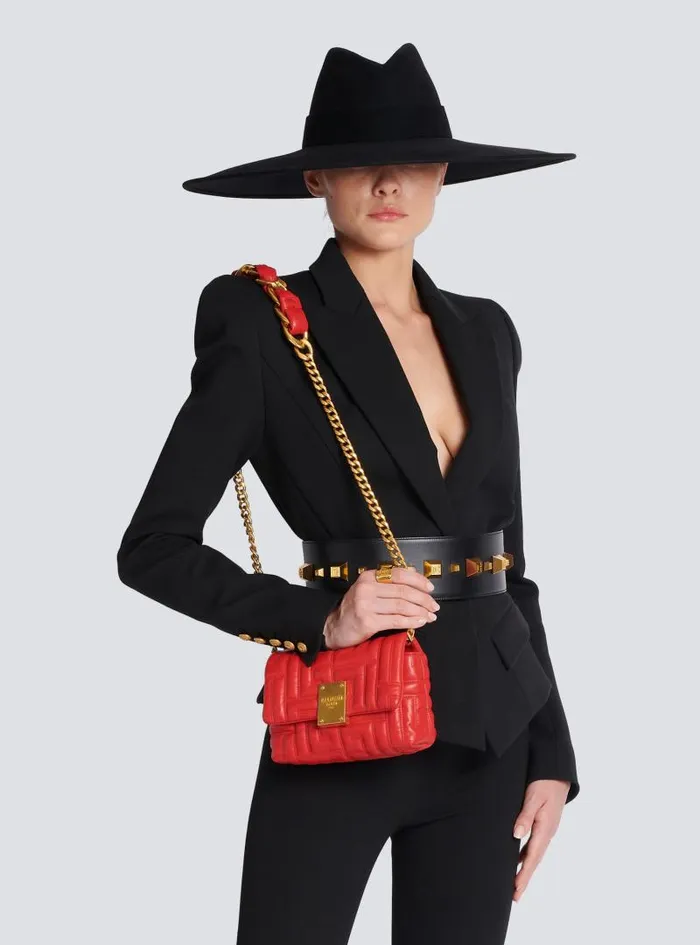Balmain Crossbody Bags Women 1945 Soft Mini Bag In Quilted Leather Red