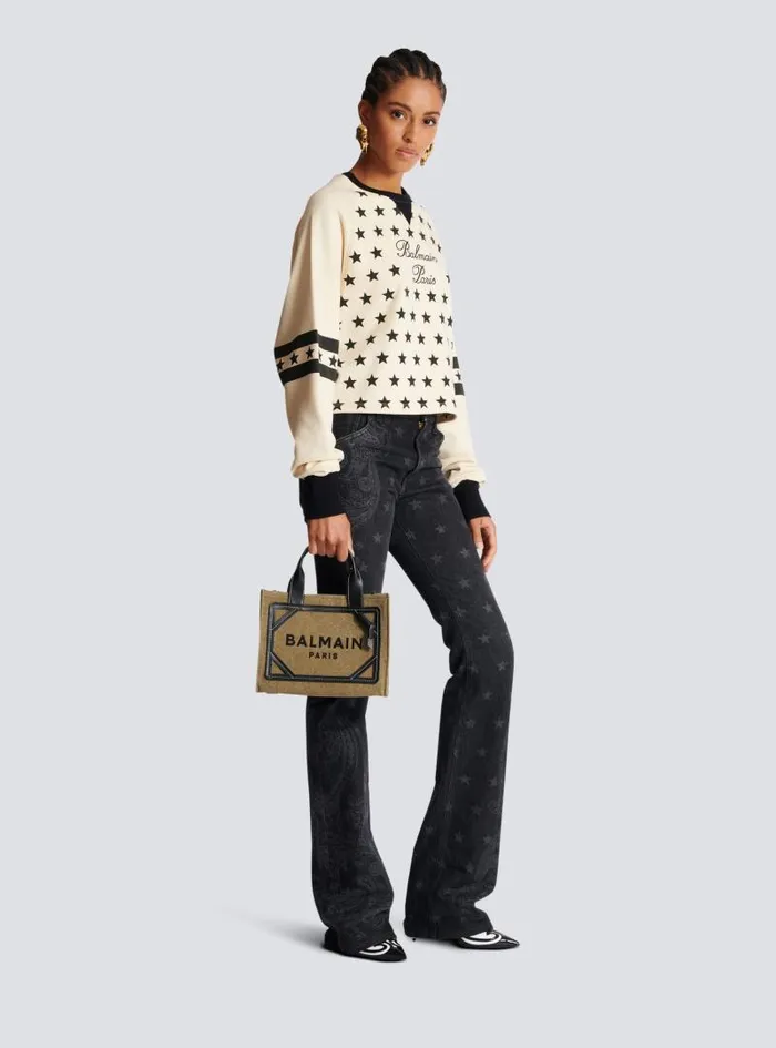 Balmain Crossbody Bags Women BArmy Small Canvas Shopping Bag With Leather Inserts Khaki Balmain Crossbody Bags Women BArmy Small Canvas Shopping Bag With Leather Inserts Khaki