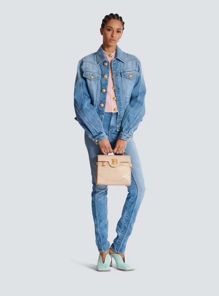 Balmain Crossbody Bags Women BBuzz 23 Bag In Crocodileembossed Calfskin Beige Balmain Crossbody Bags Women BBuzz 23 Bag In Crocodileembossed Calfskin Beige