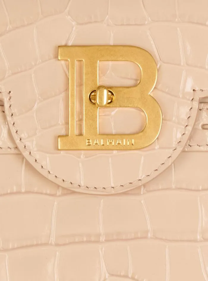 Balmain Crossbody Bags Women BBuzz 23 Bag In Crocodileembossed Calfskin Beige