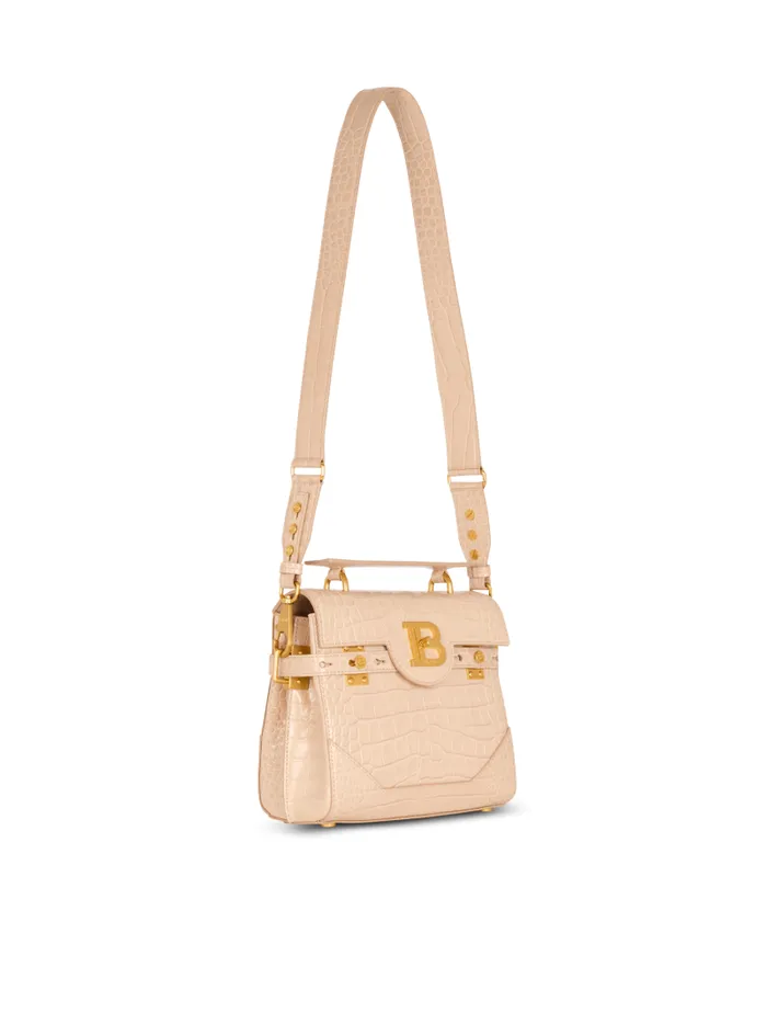Balmain Crossbody Bags Women BBuzz 23 Bag In Crocodileembossed Calfskin Beige