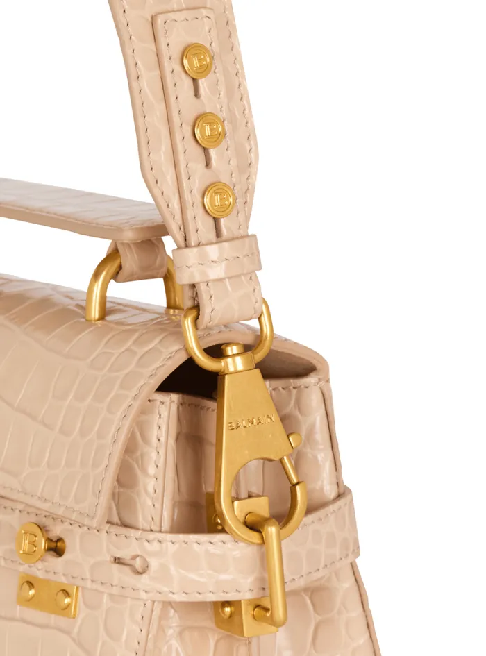 Balmain Crossbody Bags Women BBuzz 23 Bag In Crocodileembossed Calfskin Beige