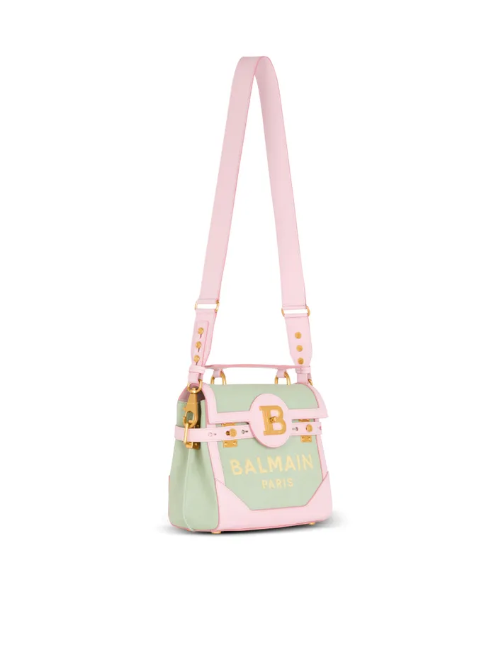 Balmain Crossbody Bags Women BBuzz 23 Leather And Canvas Bag Green