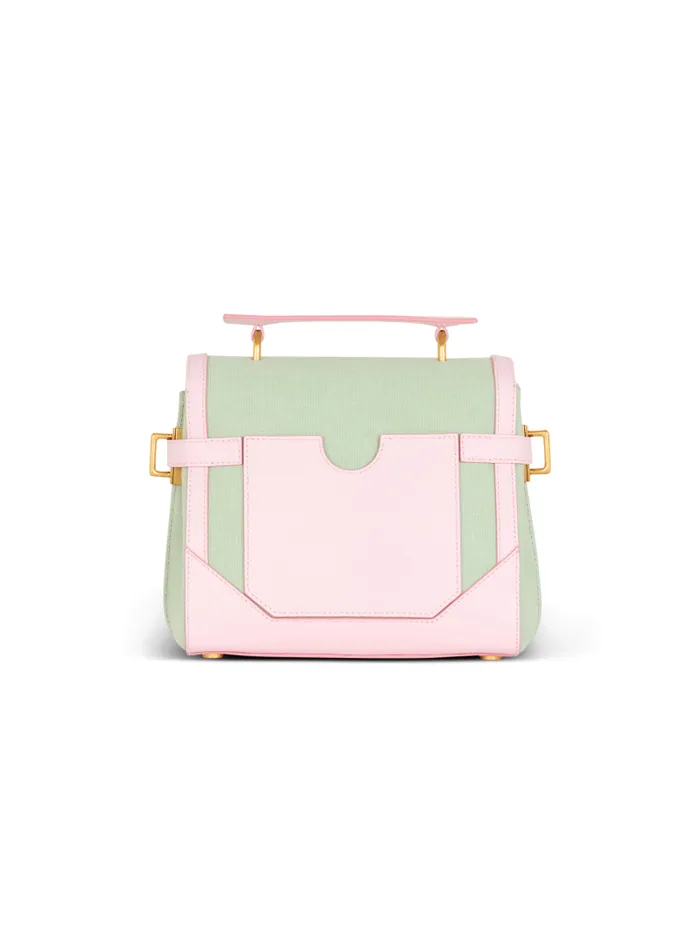 Balmain Crossbody Bags Women BBuzz 23 Leather And Canvas Bag Green