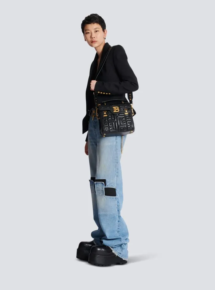Balmain Crossbody Bags Women BBuzz 23 Quilted Leather Bag Black