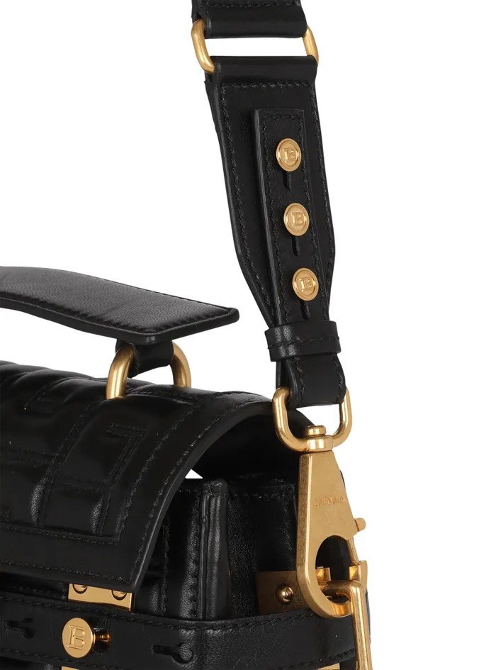Balmain Crossbody Bags Women BBuzz 23 Quilted Leather Bag Black