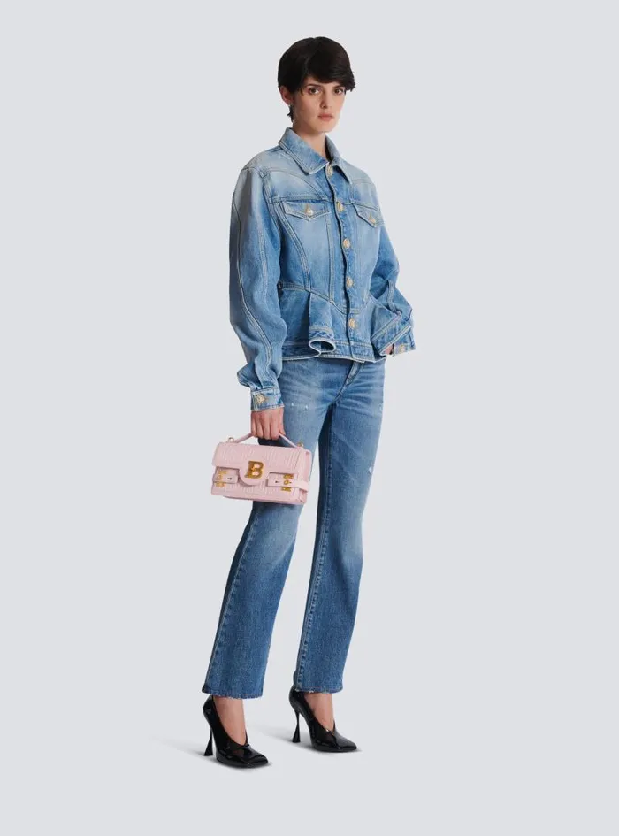 Balmain Crossbody Bags Women BBuzz 24 Grained Monogram Leather Shoulder Bag Pink Balmain Crossbody Bags Women BBuzz 24 Grained Monogram Leather Shoulder Bag Pink