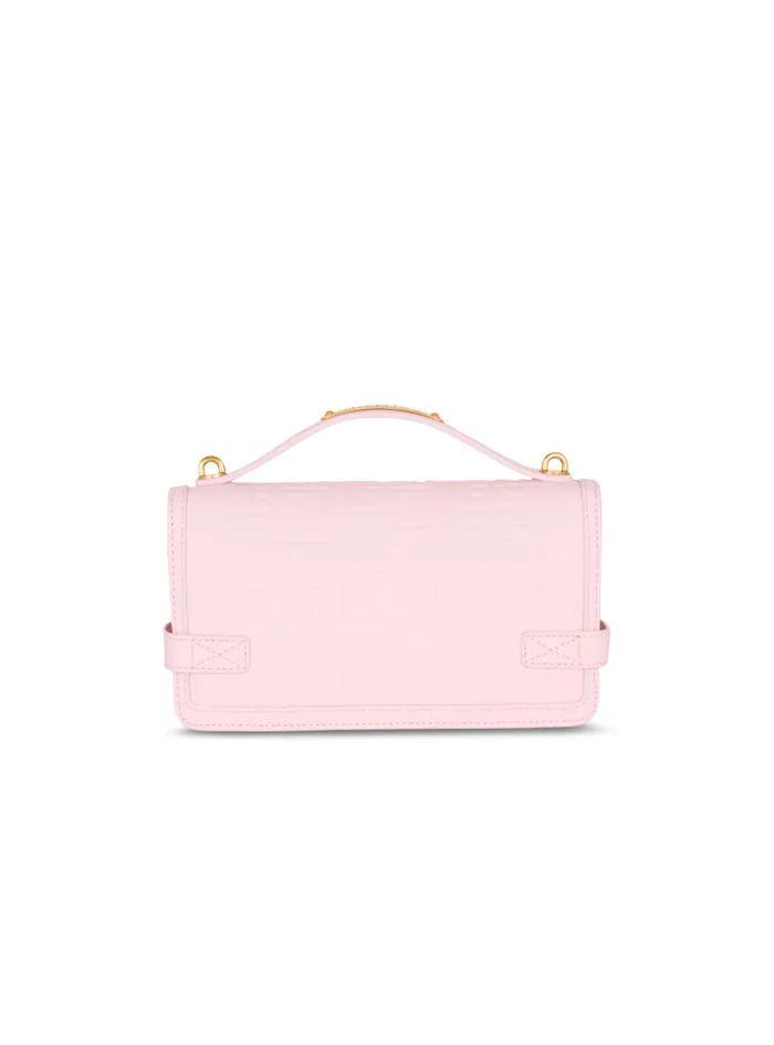 Balmain Crossbody Bags Women BBuzz 24 Grained Monogram Leather Shoulder Bag Pink
