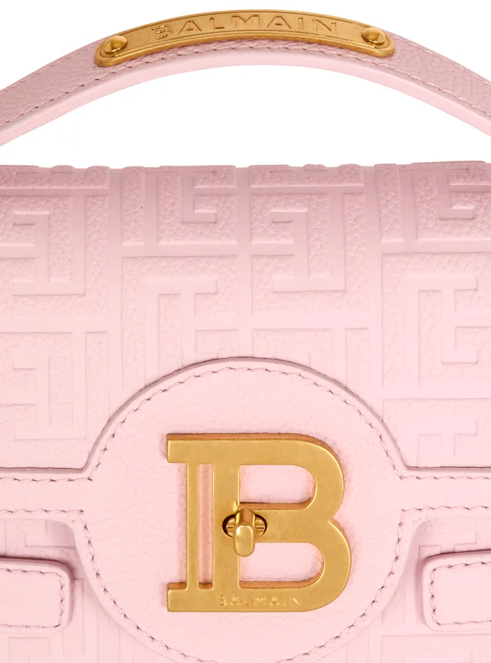 Balmain Crossbody Bags Women BBuzz 24 Grained Monogram Leather Shoulder Bag Pink