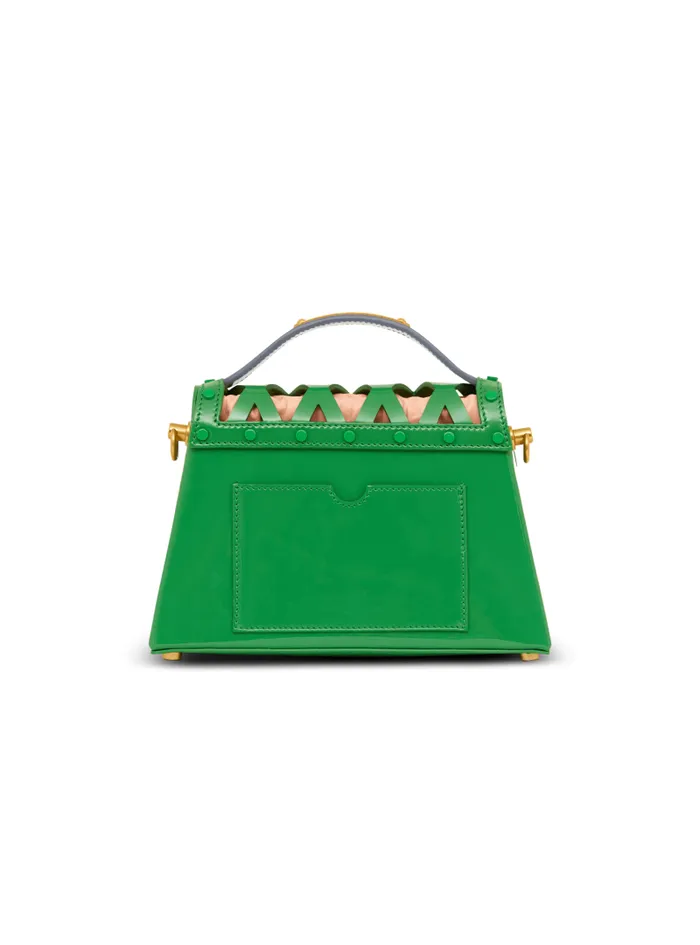Balmain Crossbody Bags Women BBuzz Dynasty Bag In Grid Patent Leather Green