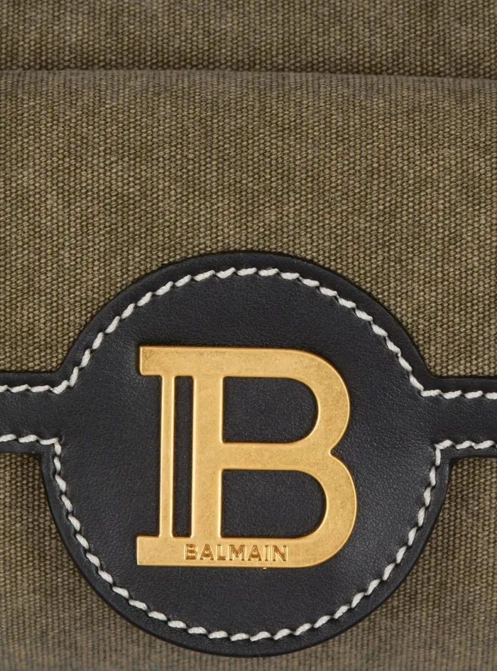 Balmain Crossbody Bags Women BBuzz Hobo Bag In Leather And Canvas Khaki
