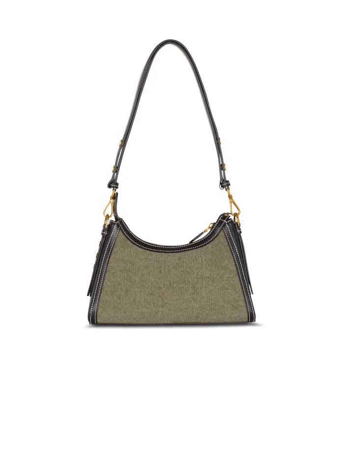 Balmain Crossbody Bags Women BBuzz Hobo Bag In Leather And Canvas Khaki