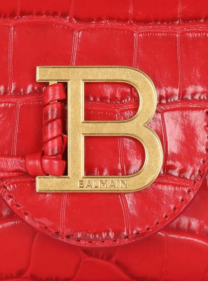 Balmain Crossbody Bags Women BBuzz Mini Bag In Crocodileprint Leather Red