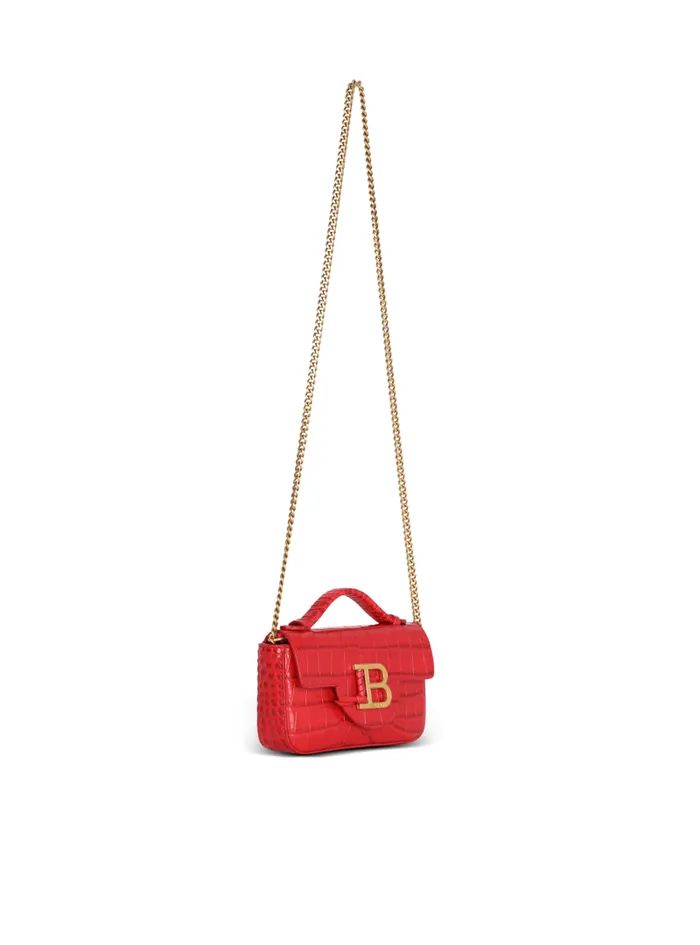 Balmain Crossbody Bags Women BBuzz Mini Bag In Crocodileprint Leather Red