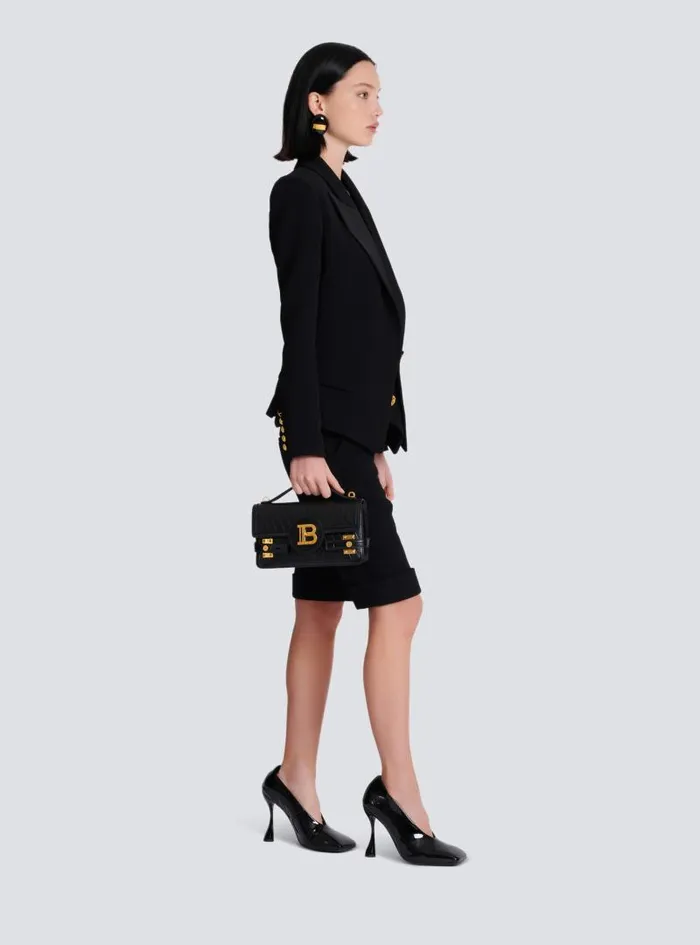 Balmain Crossbody Bags Women BBuzz Shoulder 24 Bag In Gridembossed Calfskin Black