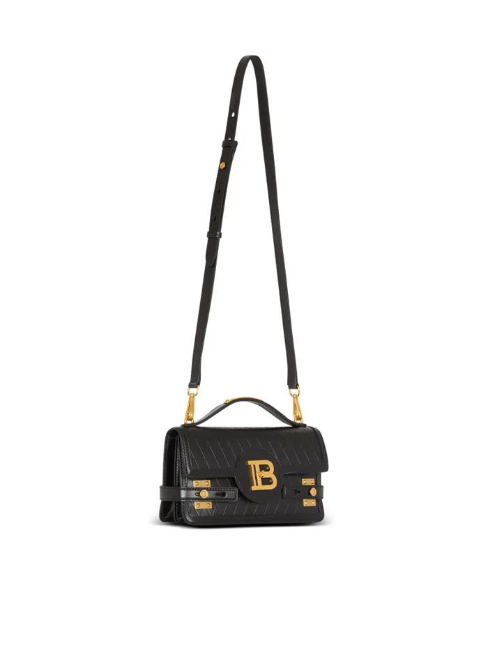 Balmain Crossbody Bags Women BBuzz Shoulder 24 Bag In Gridembossed Calfskin Black