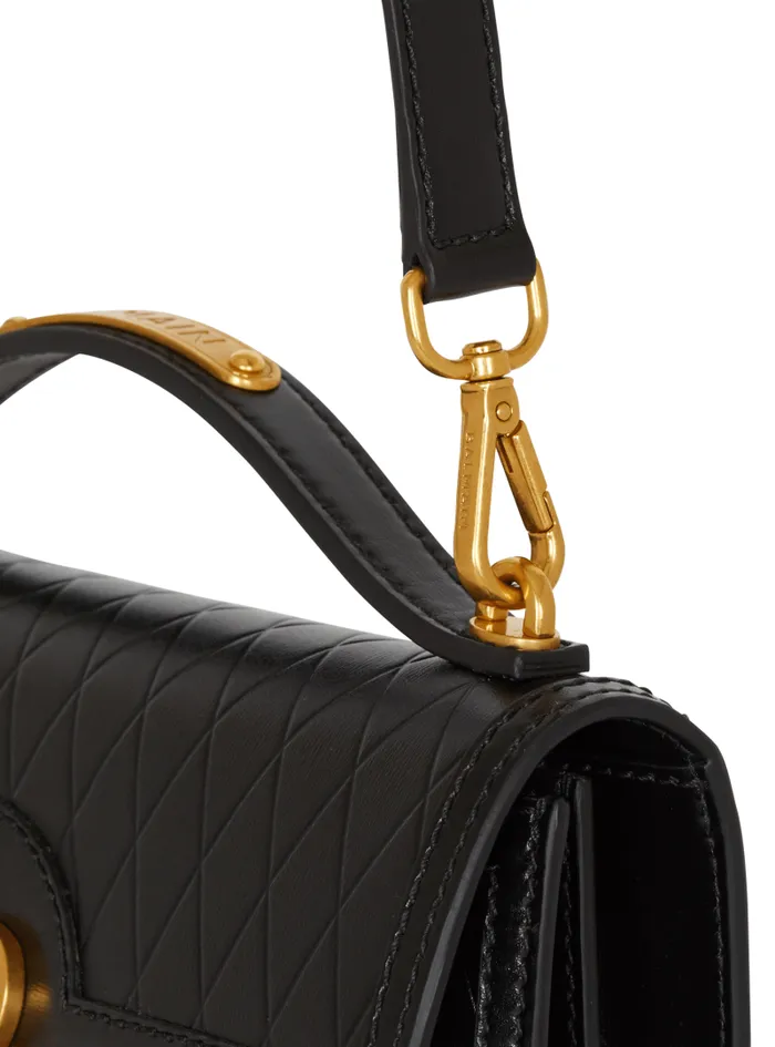 Balmain Crossbody Bags Women BBuzz Shoulder 24 Bag In Gridembossed Calfskin Black