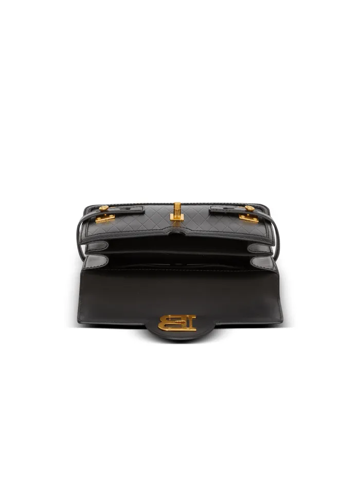 Balmain Crossbody Bags Women BBuzz Shoulder 24 Bag In Gridembossed Calfskin Black