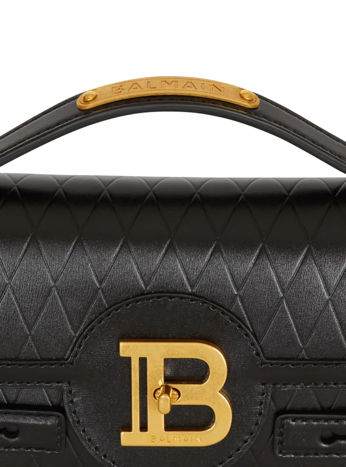 Balmain Crossbody Bags Women BBuzz Shoulder 24 Bag In Gridembossed Calfskin Black