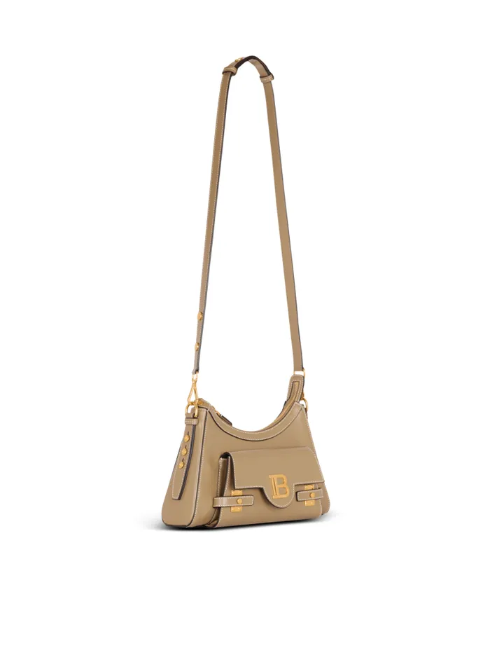 Balmain Crossbody Bags Women Calfskin BBuzz Hobo Bag Brown