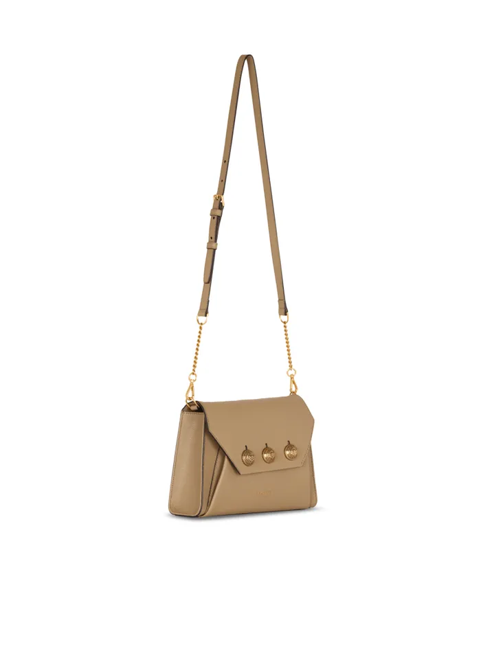 Balmain Crossbody Bags Women Emblme Flap Grained Calfskin Bag Brown