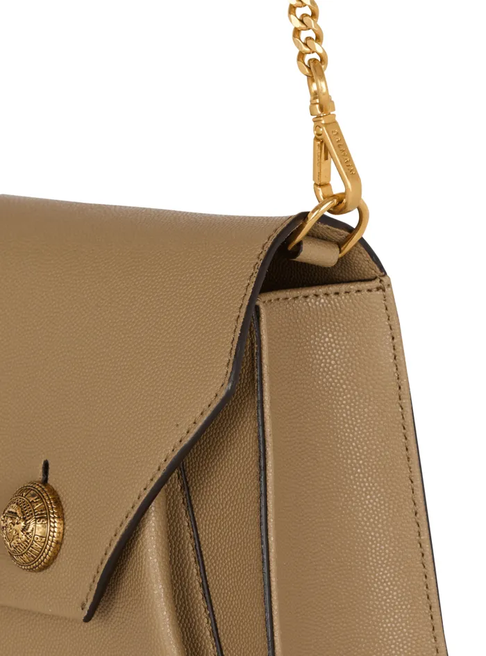 Balmain Crossbody Bags Women Emblme Flap Grained Calfskin Bag Brown