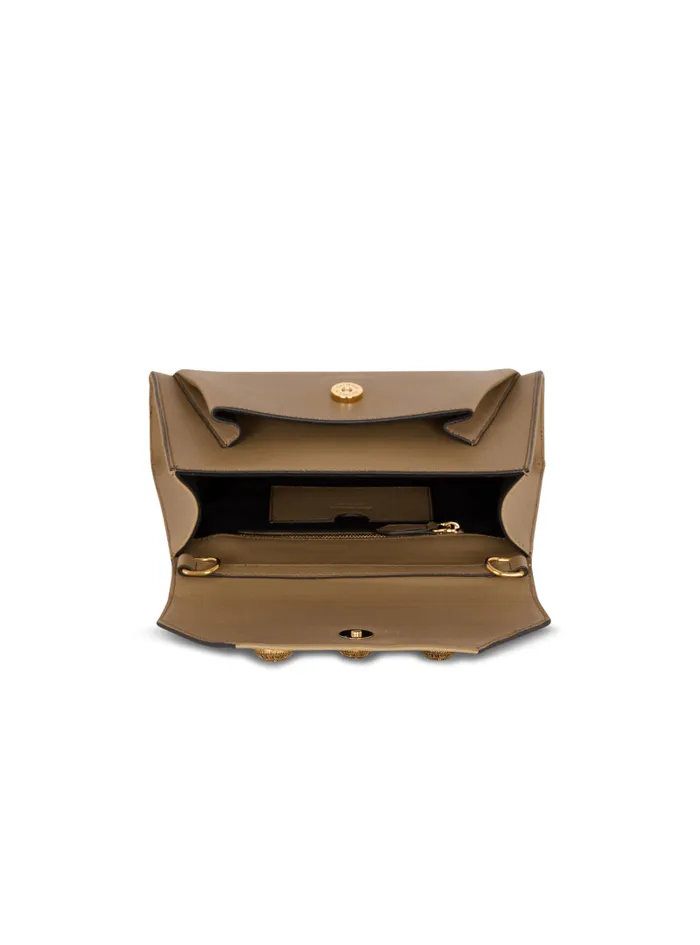 Balmain Crossbody Bags Women Emblme Flap Grained Calfskin Bag Brown