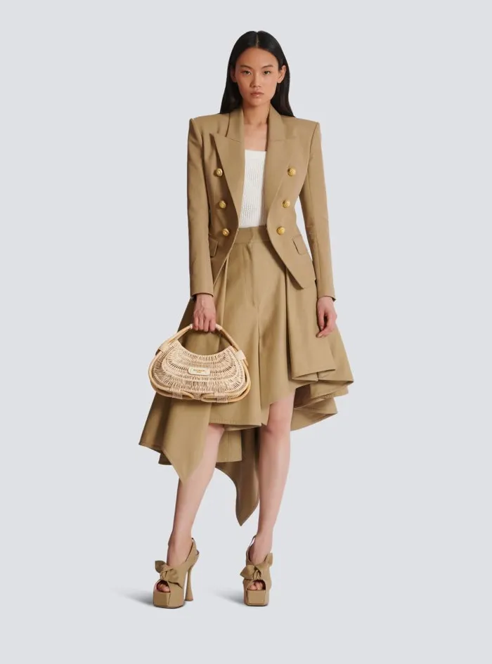 Balmain Crossbody Bags Women Medium Jolie Madame Wicker Basket Bag Beige