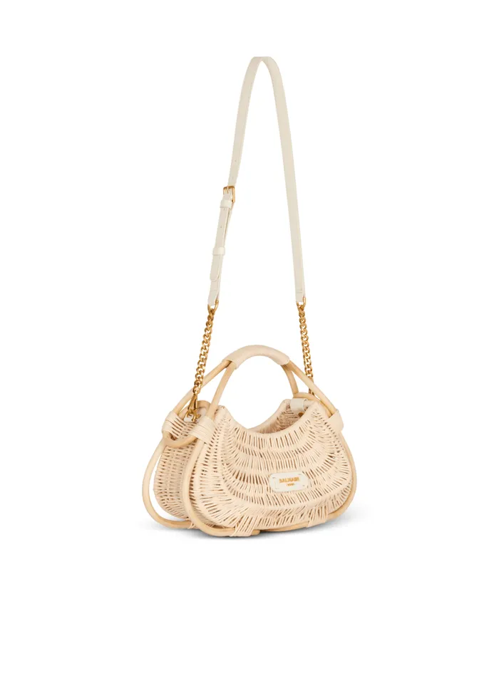 Balmain Crossbody Bags Women Medium Jolie Madame Wicker Basket Bag Beige